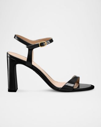 Stuart Weitzman Babette Patent Leather Ankle-Strap Sandals