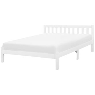 Beliani Beliani - Cama Doble De Madera De Pino Blanca 180 X 200 Cm Con Listones Estilo Escandinavo Florac