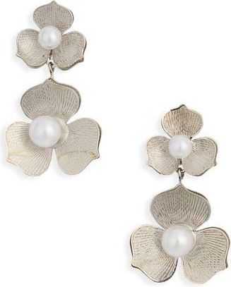 Eye Candy Los Angeles Sabina Flower Statement Earrings in Silver at Nordstrom Rack