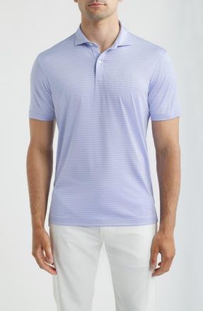 Johnnie-O Beau Stripe Performance Polo in Viola at Nordstrom, Size Xx-Large