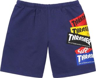 SUPREME x Thrasher trainingsshorts met logoprint - Blauw