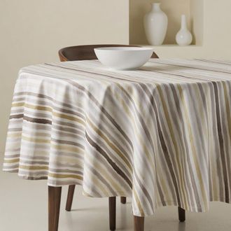 Muare Home Mantel redondo antimanchas 100% algod&oacute;n marr&oacute;n 190 cm