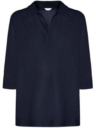 Malo Black Polo V-Neck Cotton Polo Shirt