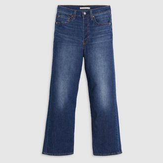 Levi's Womens Levis Ribcage High Rise Straight Leg Jeans in Cool Agenda - Blue - Size 25W/29L