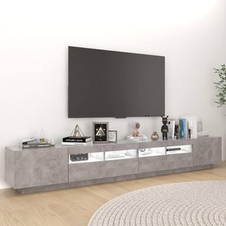 Berkfield Home TV Cabinet with LED Lights Concrete Grey 260x35x40 cm | Size: 260 x 35 x 40 cm