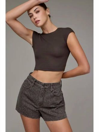 Hidden Jeans Riley High Rise Shorts In Brown Cheetah Print