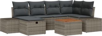 vidaXL Garden Sofa Set with Cushion 7 pcs Grey Poly rattan Vidaxl