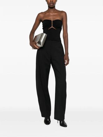 Rick Owens Cut-Out Gathered Nylon Bandeau Top - Black