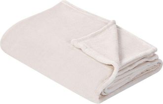 Beliani Manta Blanco Crema 200 X 220 Cm Poli&eacute;ster Colcha Cubrecama Suave Moderno Bayburt