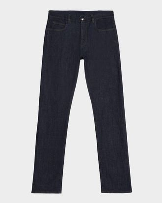 Canali Men & apos;s Dark-Wash Denim Straight Fit Five-Pocket Pants