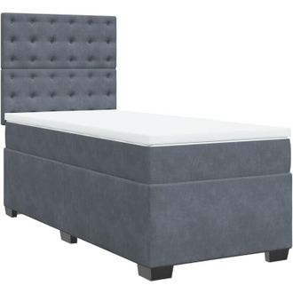 vidaXL Vidaxl - Cama Box Spring Con Colch&oacute;n Terciopelo Gris Oscuro 100x200 Cm