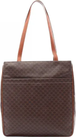 Celine Brown Coated Canvas Leather Handbag Tote Bag (Pre-Owned)
