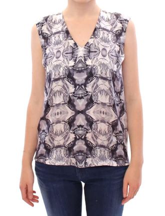 ARZU KAPROL blue Silk Sleeveless Top Shirt Womens Blouse