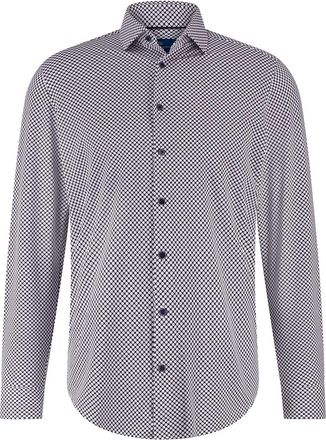 Blue industry Overhemd Blue Industry donkerblauw geprint stretch