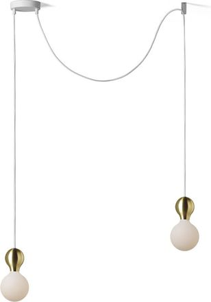 Daylight Italia Lámpara de techo con 2 pantallas blancas y doradas