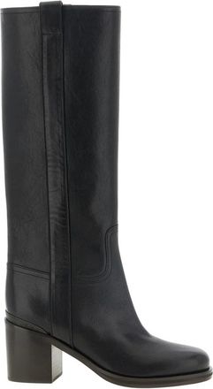 Brunello Cucinelli Leren hoge laarzen met Monile - Dames - Schoenen - Zwart - Maat: 39 EU Leer
