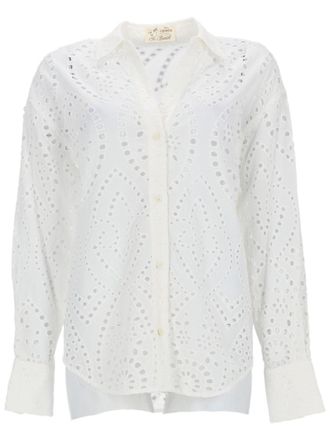MC2 Saint Barth White Eyelet Embroidery Cotton Shirt