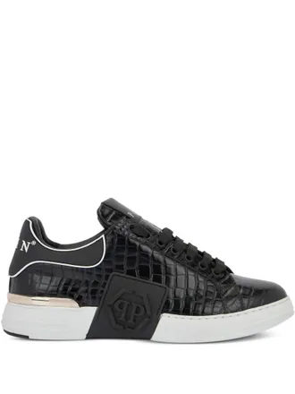Philipp Plein Black Leather Sneakers