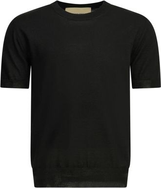 Valentino Korte gebreide trui - Heren - Ronde hals truien - Zwart - XL - Wol - Truien & Vesten