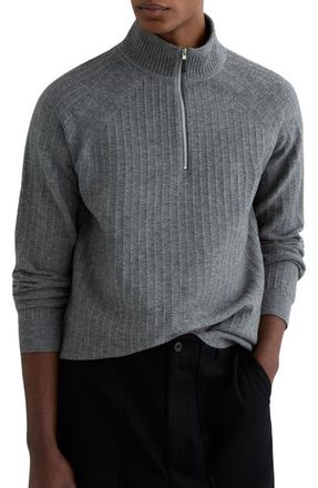Reiss Aldershot Rib Half Zip Sweater in Grey Melange at Nordstrom, Size Xx-Large
