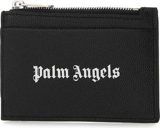Palm Angels Mens Black Leather Card Holder 1001 Portafogli Wallet