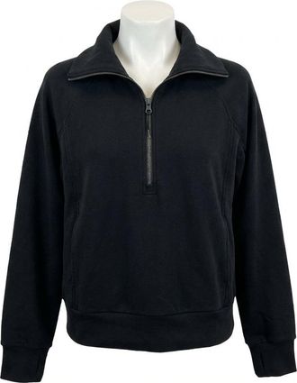 Spanx Airessential Half Zip Sweater In Very Black