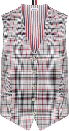 Thom Browne Gilet a quadri - Grigio