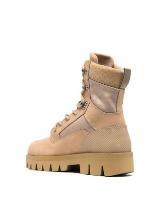 Heron Preston Womens Lace-Up Military Boots Beige Shoes >