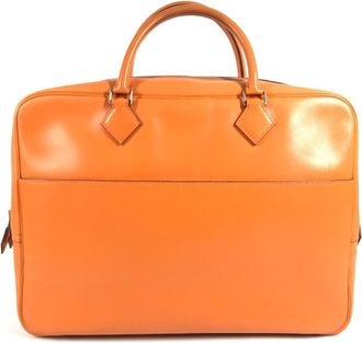 Herm&egrave;s Orange Leather Handbag Tote Bag (Pre-Owned)
