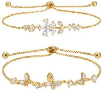 Eye Candy Los Angeles Fiorella Set of 2 Bolo Bracelets in Gold at Nordstrom Rack