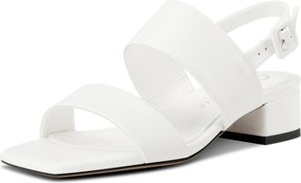 Castamere Womens Chunky Block Low Heel Peep Open Square Toe Buckle Sandals Dress Casual Party Shoes 3.5 CM Heels White 3.5 UK