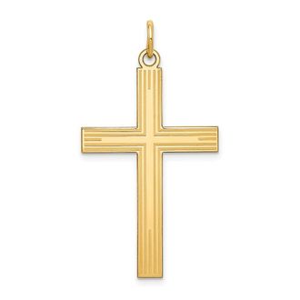 Diamond2Deal 14k Yellow Gold Laser Designed Cross Pendant