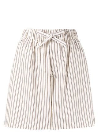 Tekla Gestreepte pyjamashorts - Wit