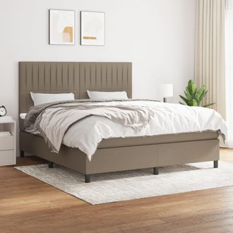 vidaXL Cama Box Spring Con Colch&oacute;n Tela Gris Taupe 180x200 Cm Vidaxl