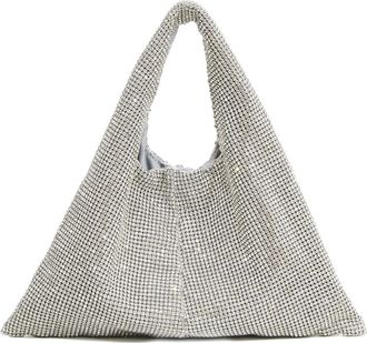 twentyfour Handbags, female, Gray, Size: ONE SIZE Elegant Silver Clutch with Rhinestones