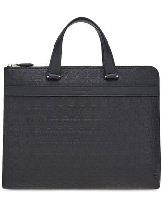 Ferragamo Custodia porta pc con motivo Gancini - Nero