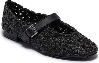 Bernardo Borden Raffia Mary Jane Flats