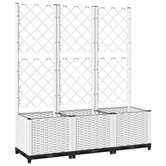 Berkfield Home Garden Planter with Trellis White 120x40x136 cm PP | Size: 120 x 40 x 136 cm