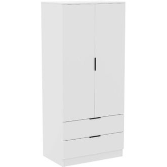Home Discount Trega 2 Door 2 Drawer Wardrobe Bedroom Storage Unit, H 170 x W 76 x D 53 cm,White