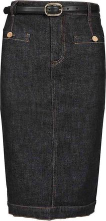 Self Portrait Denim Midi Skirt