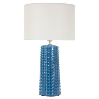 Mauro Ferretti L&aacute;mpara de mesa de cer&aacute;mica azul con pantalla blanca, &oslash; 30x52 cm