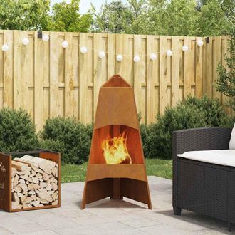 vidaXL Focolare Marrone 50 X 50 X 95 Cm Acciaio Corten - Vidaxl