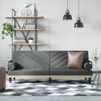 vidaXL Sof&aacute; Cama Con Reposabrazos Tela Gris Oscuro Vidaxl