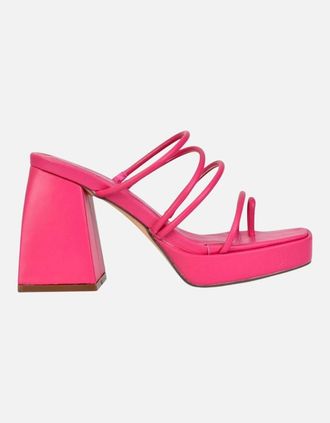 XY London Womens XY London Womens/Ladies Colt Strappy Square Toe High Block Heel Mule Sandals - Pink - Size: 8