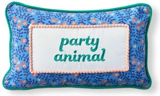 Tag Party Animal Lumbar Pillow Blue Multi Cotton Cover 15x9x2 in at Nordstrom