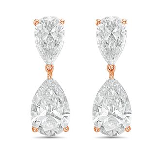 Diana M. Jewels 14KW RG 10.00 Ct TW of Lab grown pear shape diamond drop earrings