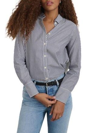Alex Mill Val Stripe Poplin Button-Up Shirt in Navy/White at Nordstrom Rack, Size Xx-Small