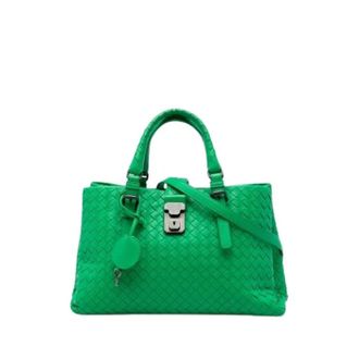Bottega Veneta Pre-owned Small Roma Satchel - Dames - Pre-owned - Groen - Maat: ONE Size Leer