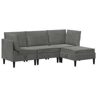vidaXL Juego De Muebles De Sal&oacute;n 4 Pcs Gris Oscuro Terciopelo Vidaxl