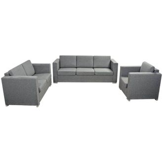 vidaXL Conjunto De Sof&aacute;s 3 Unidades Tela Gris Claro Vidaxl